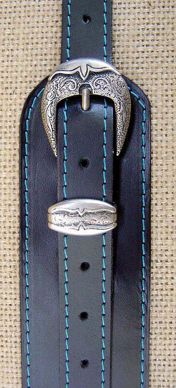 Gitarrengurt Blankleder bestickt