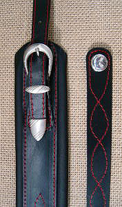 Gitarrengurt Blankleder bestickt